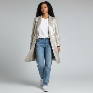 Zara Basic Metallic Silver Coat
